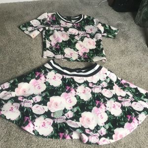 Miss behave crop and skirt set